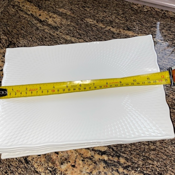 Pier 1 retired rectangular serving platter or plates. White with embossing - Picture 7 of 7